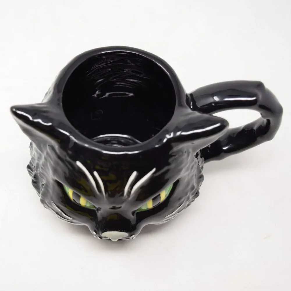 Williams Sonoma Halloween Black Cat Mug 13 oz Figural 3D Cup New Spooky Witchy